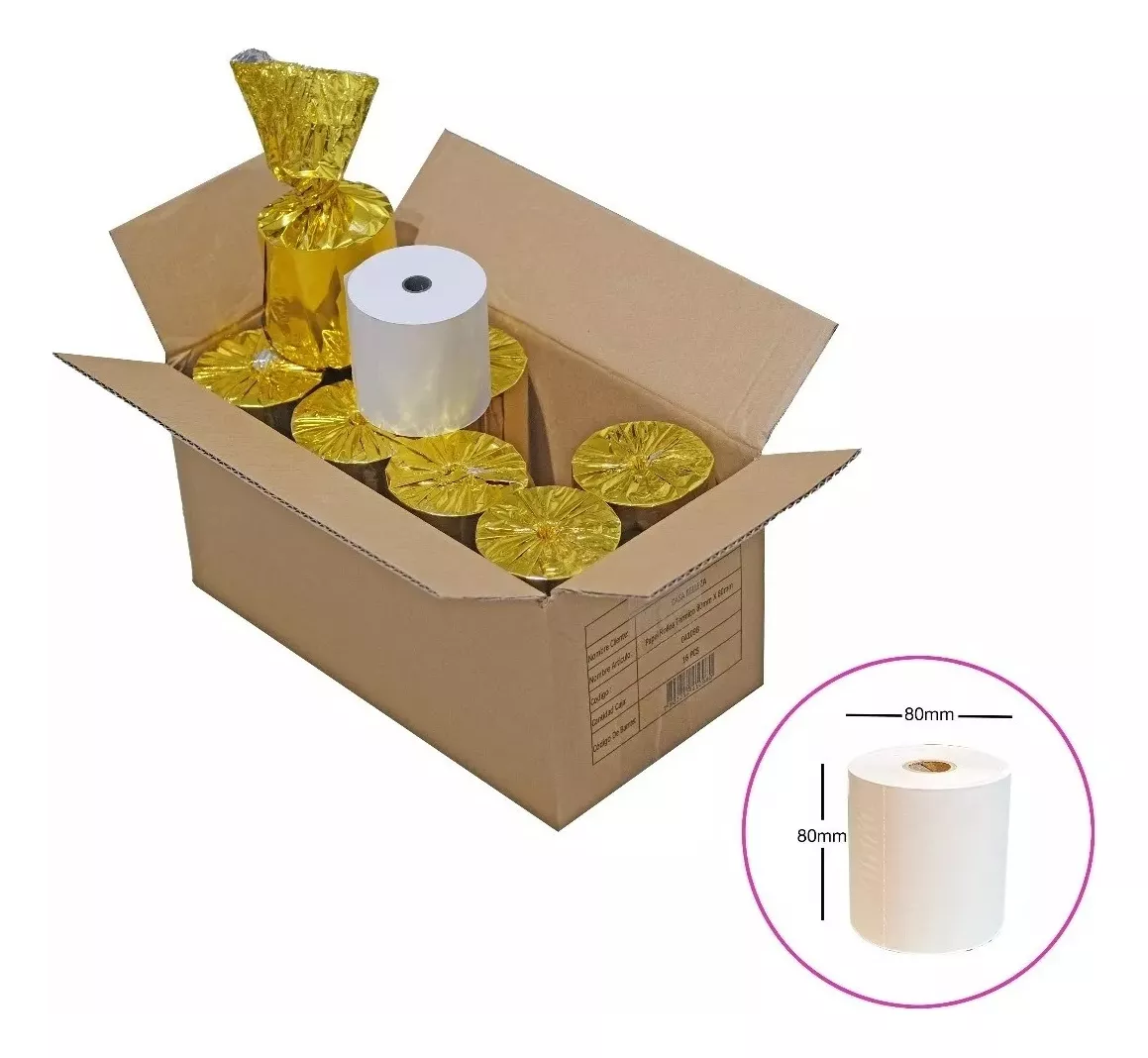16 ROLLOS PAPEL TÉRMICO 80X80MM EMPAQUETADO INDIVIDUALMENTE - 1