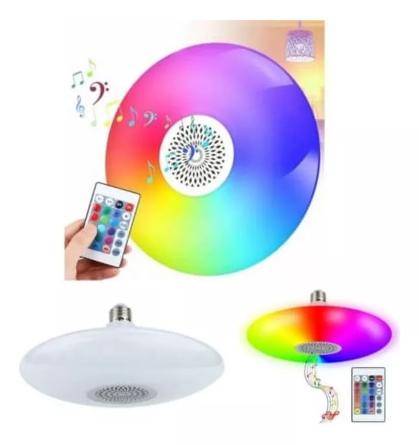 AMPOLLETA PARLANTE BLUETOOTH COLORES RGB UFO CON CONTROL E27 - 1