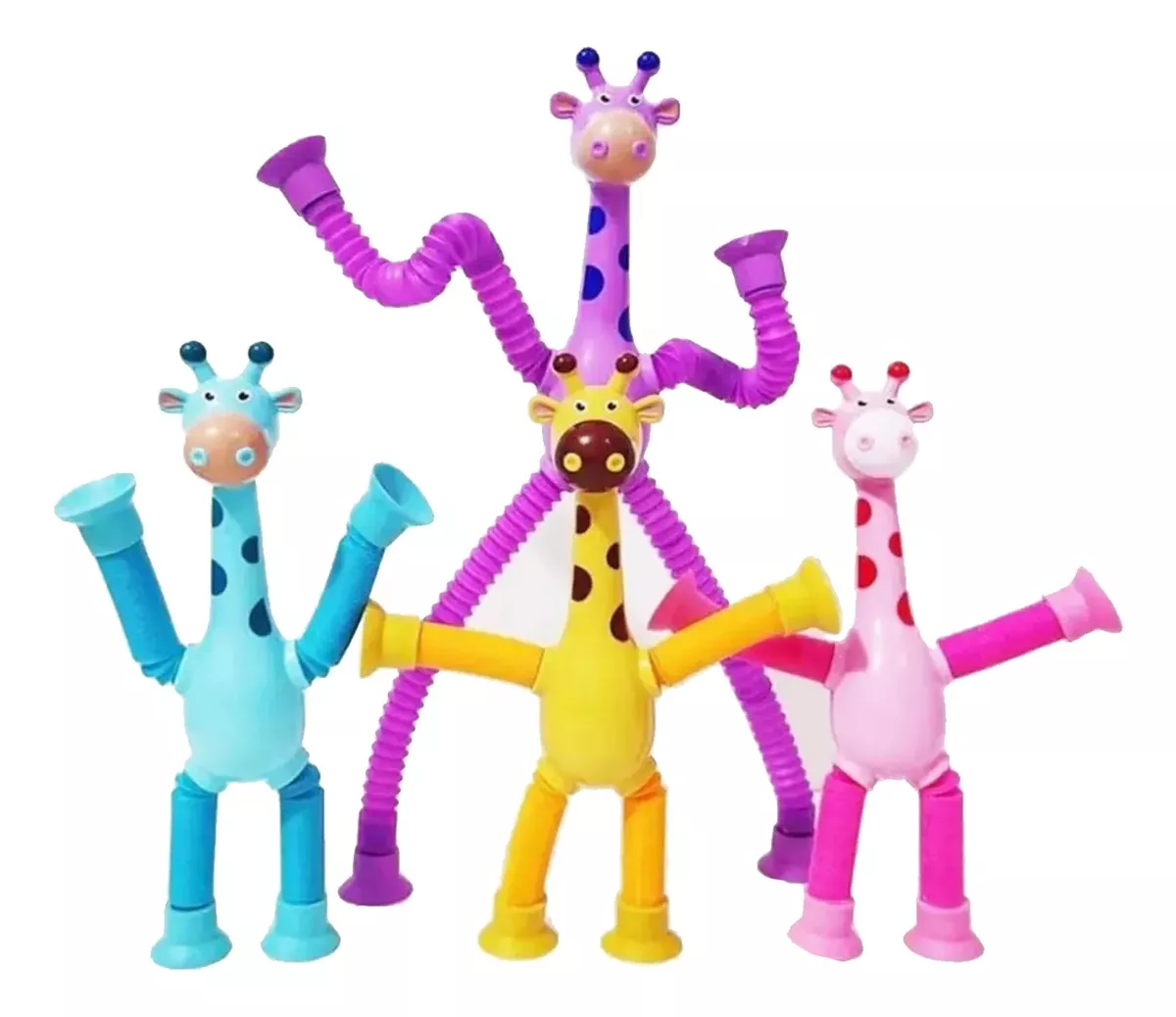 4 PIEZAS DE VENTOSA TELESCÓPICA MULTICOLOR JUGUETE DE JIRAFA LUZ - 1