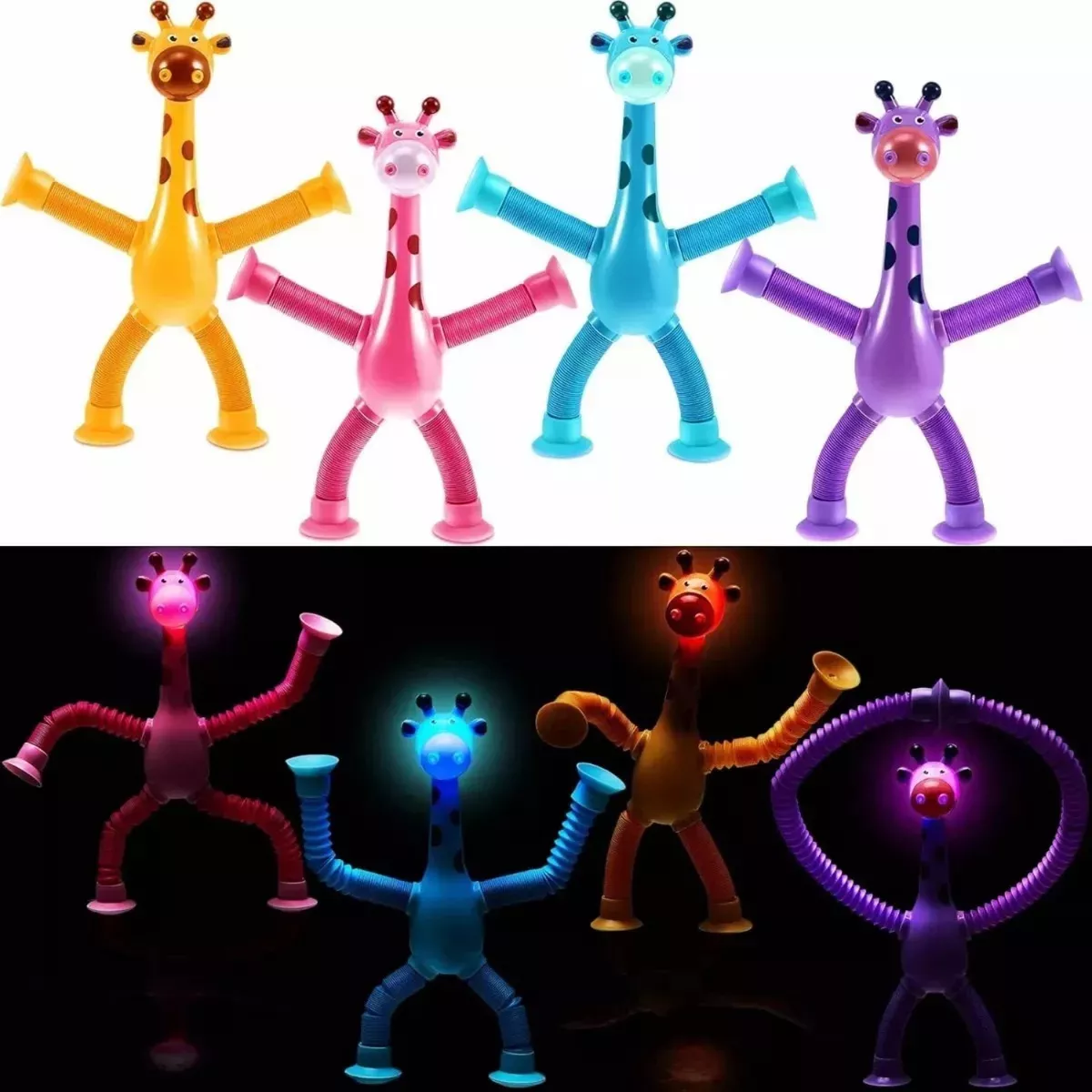 4 PIEZAS DE VENTOSA TELESCÓPICA MULTICOLOR JUGUETE DE JIRAFA LUZ - 3