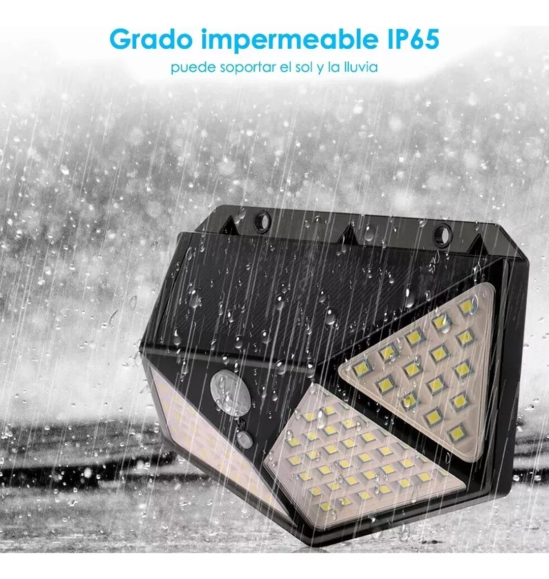 FOCO CON SENSOR MOVIMIENTO FOCO LED SOLAR EXTERIOR 100 LEDS - 3
