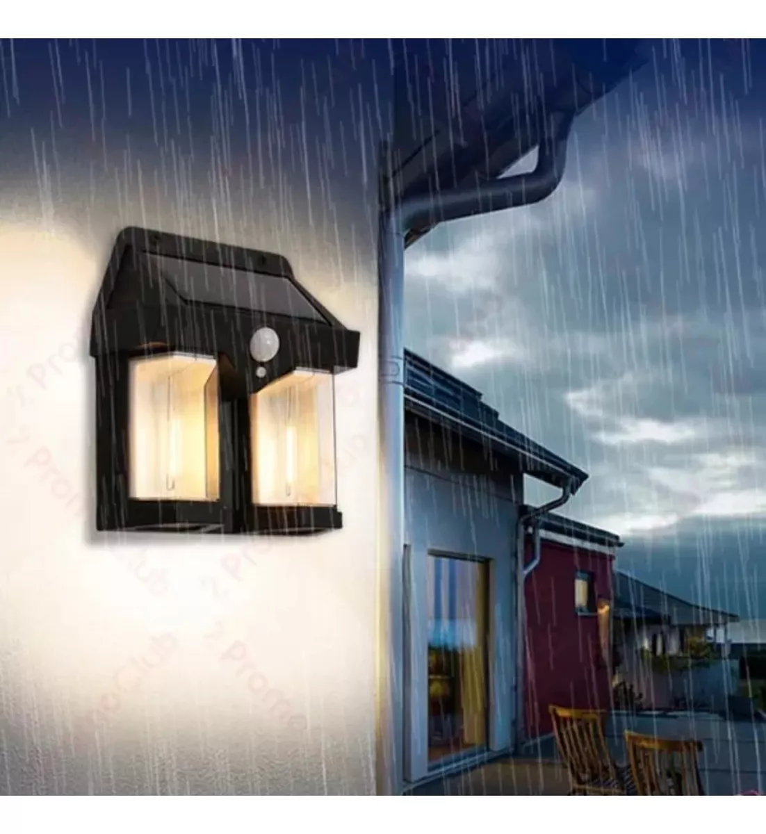 LÁMPARA FAROL SOLAR DOBLE CON SENSOR LUZ CÁLIDA - 3