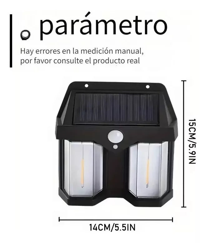PACKS 2 LÁMPARA FAROL SOLAR DOBLE CON SENSOR LUZ CÁLIDA - 2