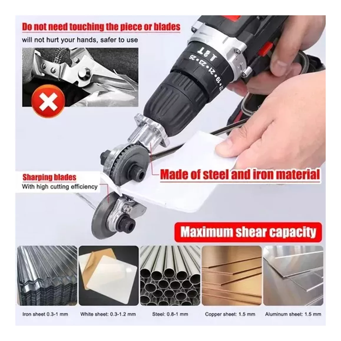 ADAPTADOR DE TALADRO AUXILIAR PARA CORTAR LAMINAS METALICAS - 6
