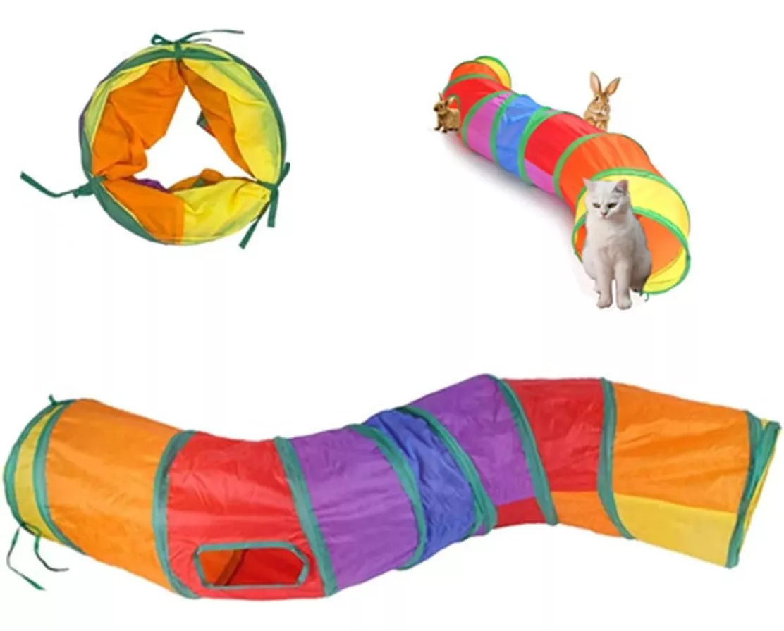 TUNEL PLEGABLE PERROS MASCOTAS JUGUETE GATOS - 3