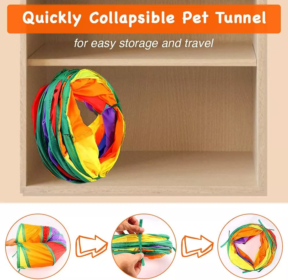 TUNEL PLEGABLE PERROS MASCOTAS JUGUETE GATOS - 4