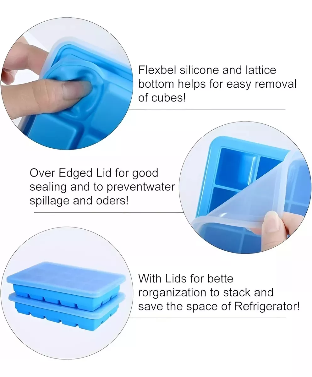 2 CUBETAS SILICONA CUBETERA SILICONA CUBETAS HIELO C/TAPA 15 - 3