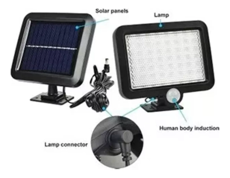LÁMPARA SOLAR LED CON SENSOR MOVIMIENTO PANEL SOLAR - 3