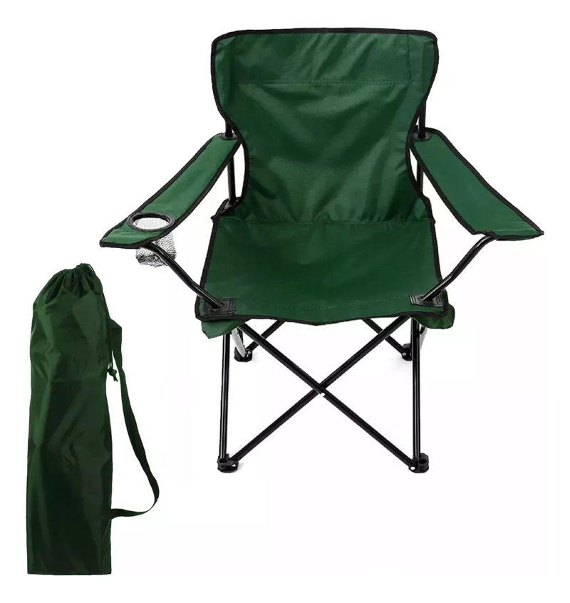 SILLA PLEGABLE PORTÁTIL PARA CAMPING PLAYA + BOLSA VERDE - 1