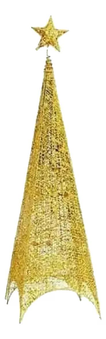 ARBOLITO NAVIDAD DE 1.5MT 4 LADOS Y LUCES LED DORADO - 1