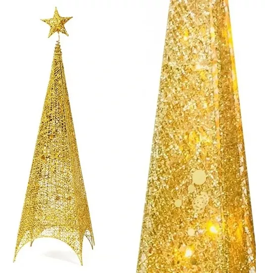 ARBOLITO NAVIDAD DE 1.5MT 4 LADOS Y LUCES LED DORADO - 2
