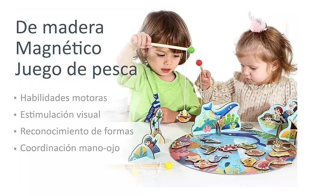 JUEGO MADERA PESCA MILAGROSA MULTICOLOR + ROMPECABEZAS JUEGO MONTESSORI - 3