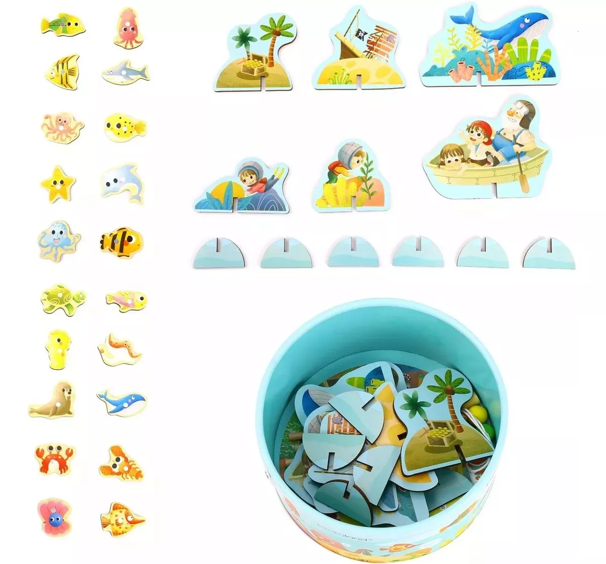 JUEGO MADERA PESCA MILAGROSA MULTICOLOR + ROMPECABEZAS JUEGO MONTESSORI - 4