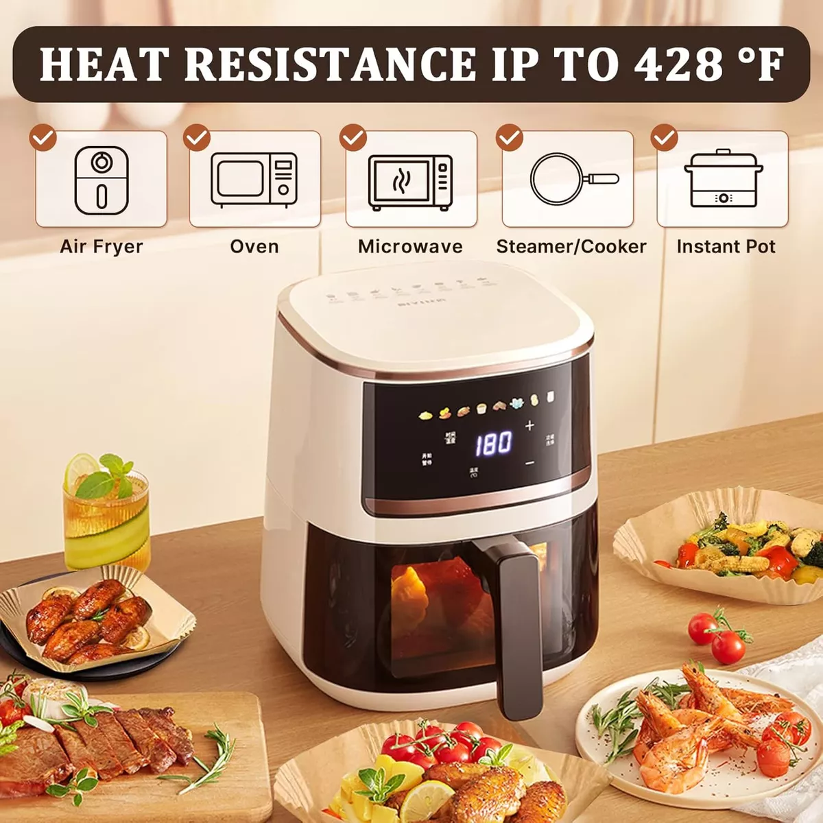100 PAPEL CESTO PARA FREIDORA AIRFRYER AIRE - 3