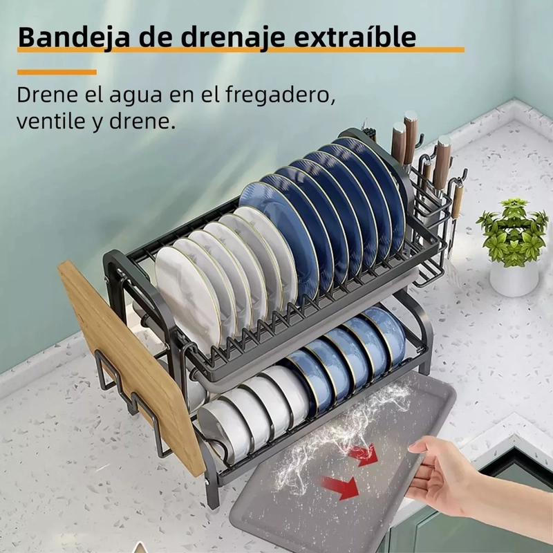 SECAPLATOS ESCURRIDOR ORGANIZADOR DE PLATOS COCINA METAL - 4