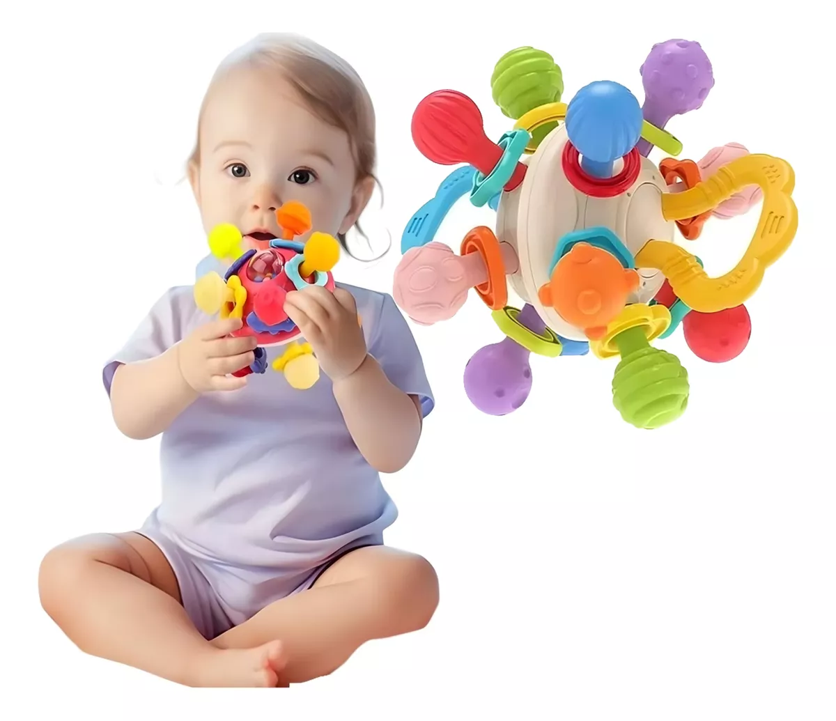 MORDEDOR SENSORIAL MONTESSORI 4 EN 1 BEBÉS BEIGE - 1