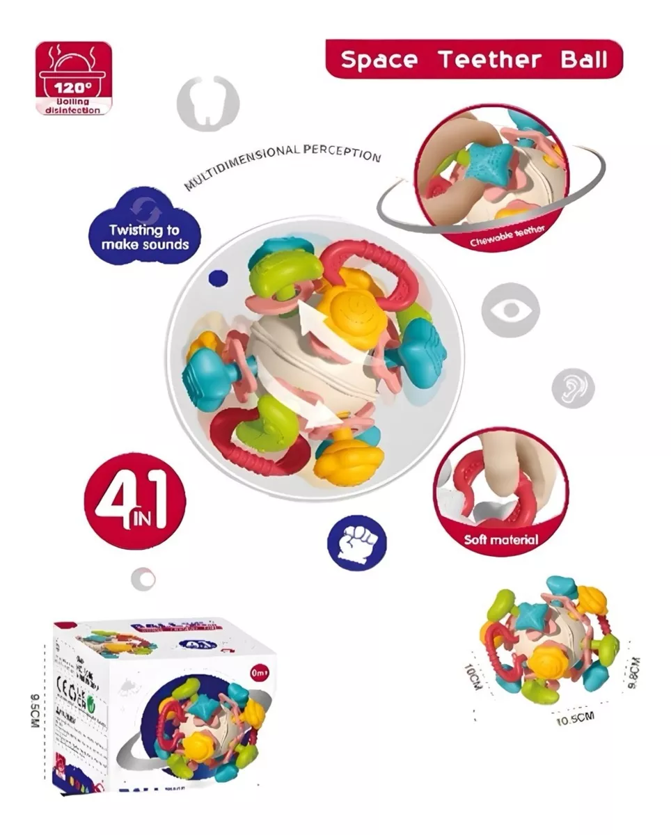 MORDEDOR SENSORIAL MONTESSORI 4 EN 1 BEBÉS BEIGE - 4