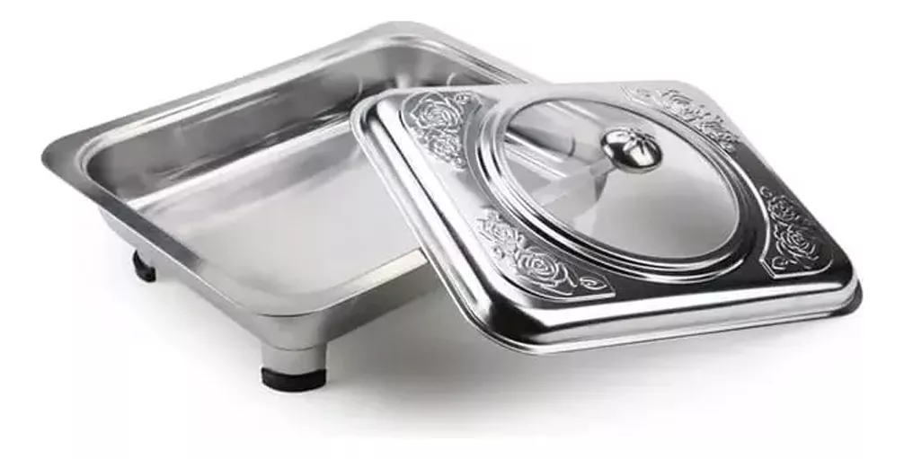BANDEJA PLATO EXHIBIDOR DE COMIDA ESTILO BUFFET EN INOX - 1