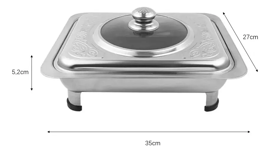 BANDEJA PLATO EXHIBIDOR DE COMIDA ESTILO BUFFET EN INOX - 5