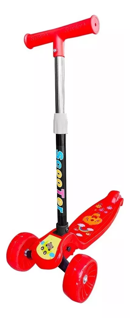 SCOOTER MONOPATIN KIDS PLEGABLE DISEÑOS RUEDAS LED NIÑOS ROJO - 2