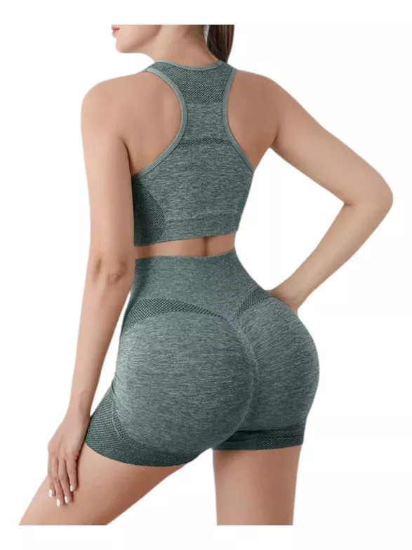 CONJUNTO DEPORTIVO MUJER GYM YOGA LEVANTA GLUTEOS GRIS - 1