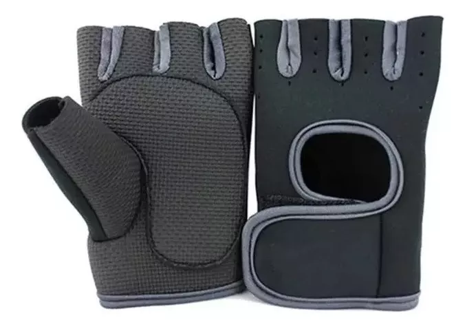 GUANTES DE GIMNASIO EJERCICIO PESAS ENTRENAMIENTO FITNESS GRIS M - 1