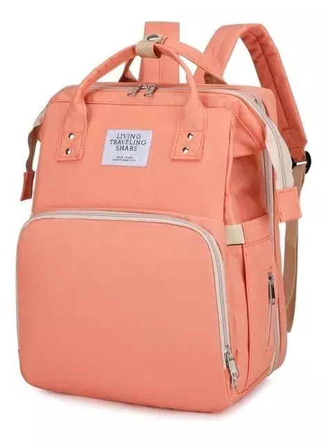 MOCHILA 3 EN 1 PAÑALERA CUNA Y MUDADOR PORTÁTIL PARA BEBÉS ROSA - 1