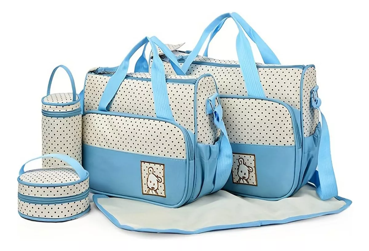 PAÑALERA BOLSO MATERNO PRÁCTICO MODA BEBE PORTÁTIL CELESTE - 1