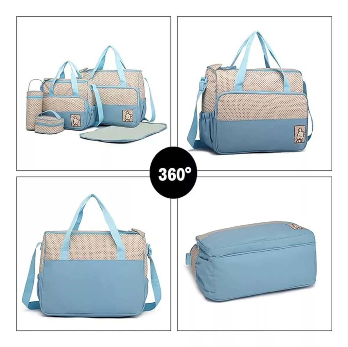 PAÑALERA BOLSO MATERNO PRÁCTICO MODA BEBE PORTÁTIL CELESTE - 2