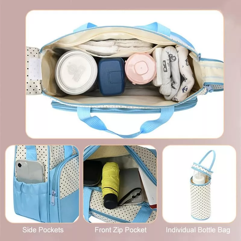 PAÑALERA BOLSO MATERNO PRÁCTICO MODA BEBE PORTÁTIL CELESTE - 3