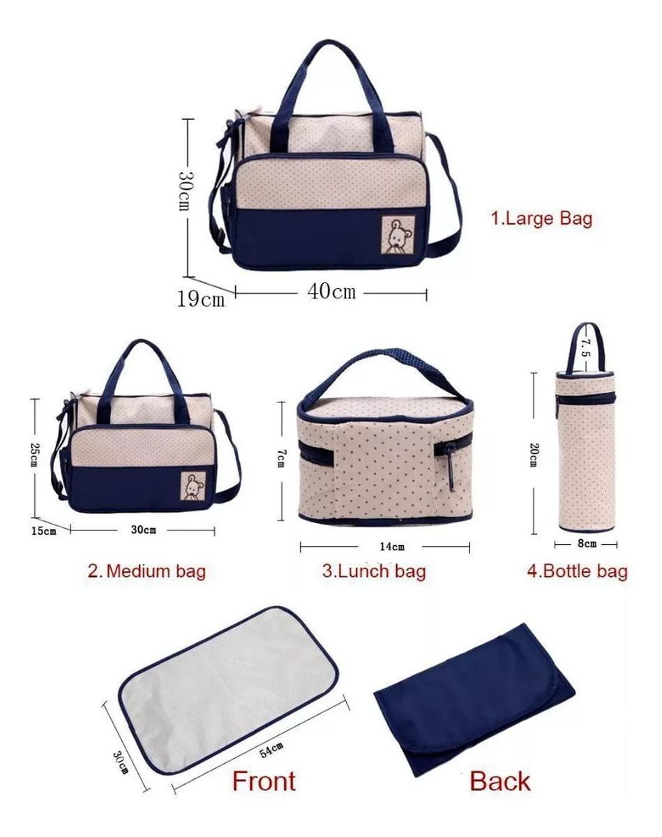 PAÑALERA BOLSO MATERNO PRÁCTICO MODA BEBE PORTÁTIL CELESTE - 4