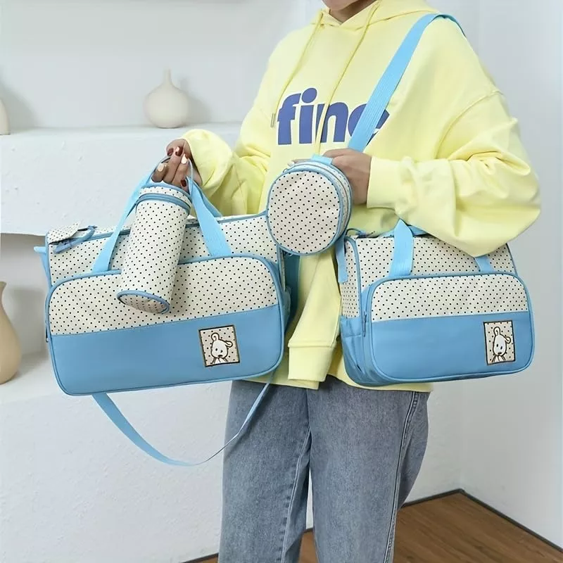 PAÑALERA BOLSO MATERNO PRÁCTICO MODA BEBE PORTÁTIL CELESTE - 5