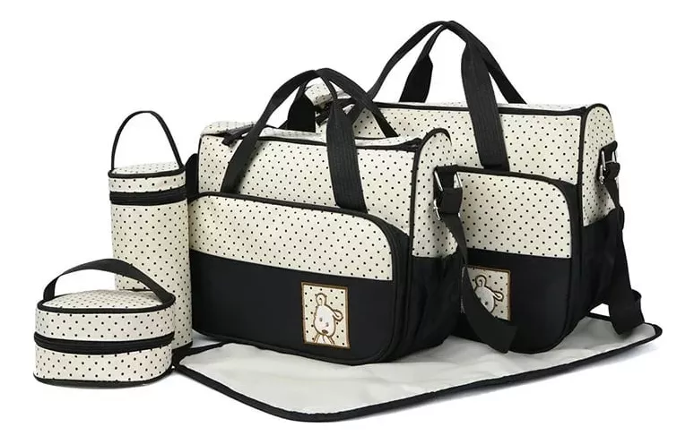 PAÑALERA BOLSO MATERNO PRÁCTICO MODA BEBE PORTÁTIL NEGRO - 1