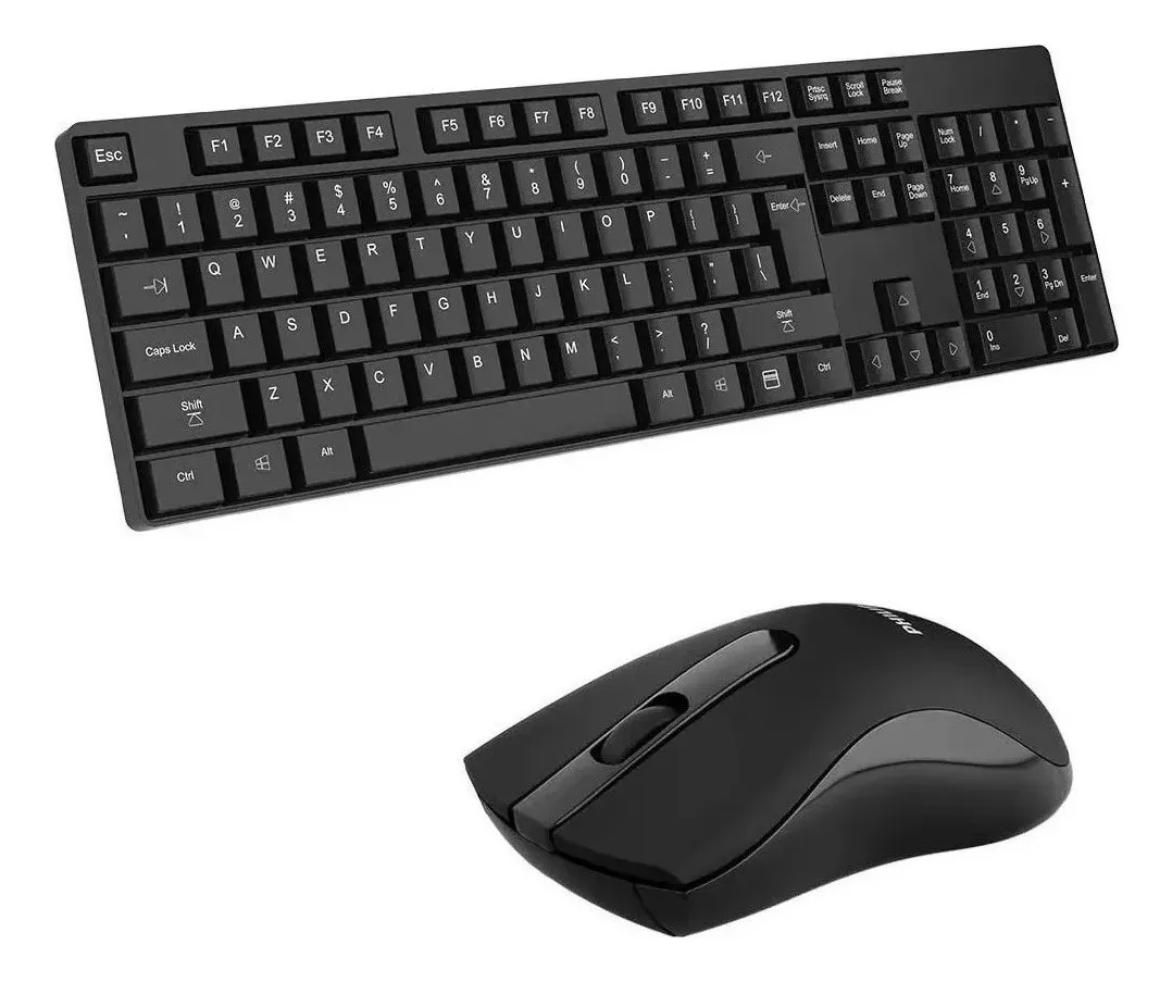 KIT TECLADO CON MOUSE INALAMBRICO PHILIPS C501 COLOR NEGRO - 1