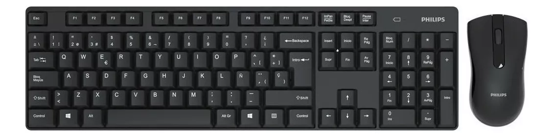KIT TECLADO CON MOUSE INALAMBRICO PHILIPS C501 COLOR NEGRO - 5