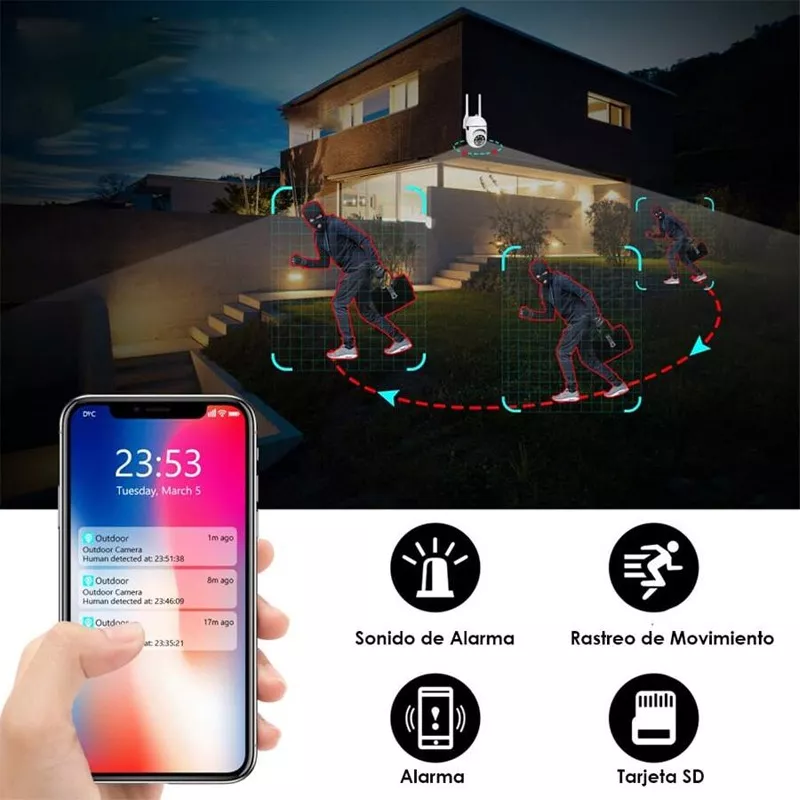 CÁMARA DE SEGURIDAD EXTERIOR WIFI 2 ANTENAS IP66 CAMARA - 3