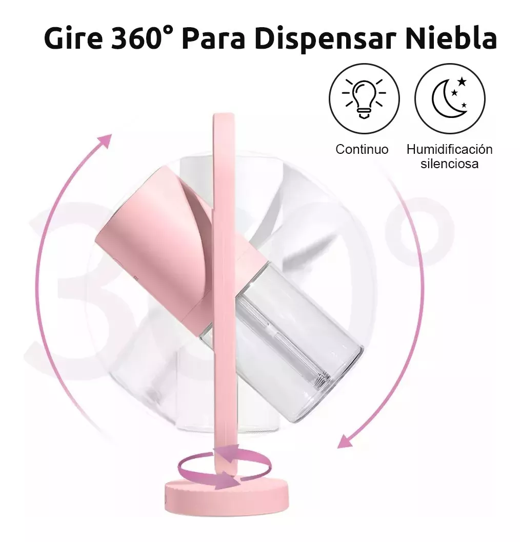 HUMIDIFICADOR DIFUSOR CON LÁMPARA PROYECCIÓN PARA CASA AUTOS ROSA - 4