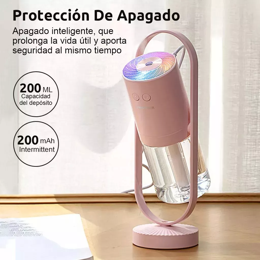 HUMIDIFICADOR DIFUSOR CON LÁMPARA PROYECCIÓN PARA CASA AUTOS ROSA - 5