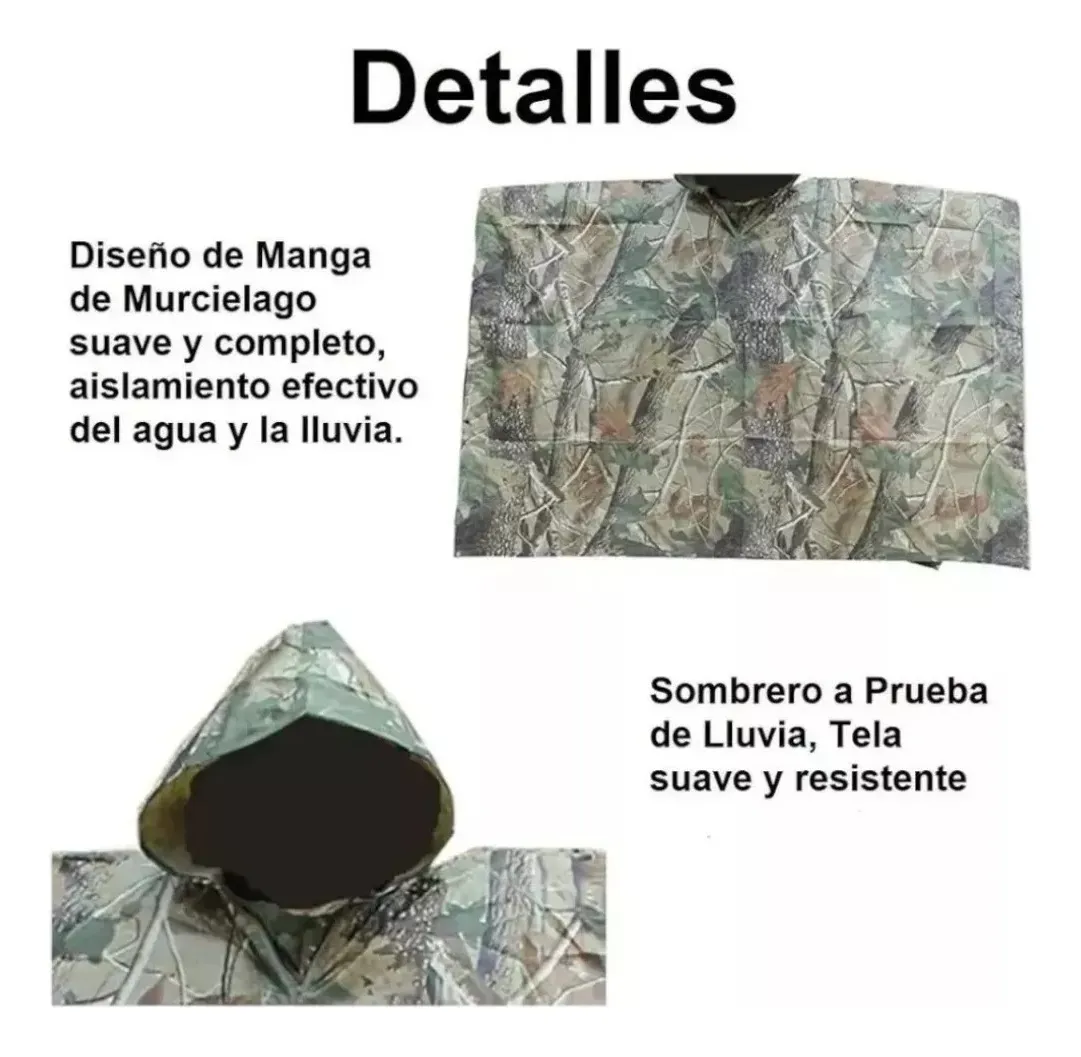 PONCHO CAPA IMPERMEABLE GRUESO CON CAPUCHA PARA LLUVIA - 3