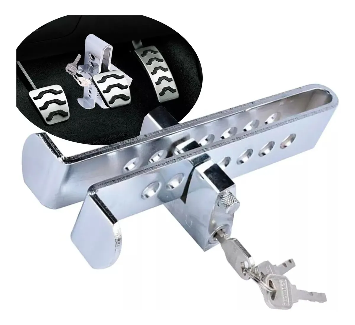 TRABA PEDAL + CANDADO + LLAVES SEGURIDAD AUTO SEGURIDAD - 1