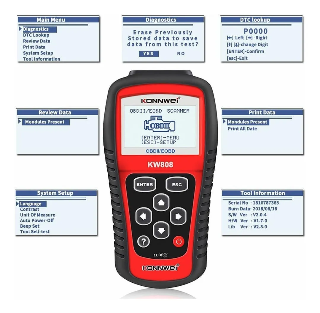 ESCÁNER AUTOMOTRIZ OBD2 MULTIFUNCIONAL CON PANTALLA LCD - 2