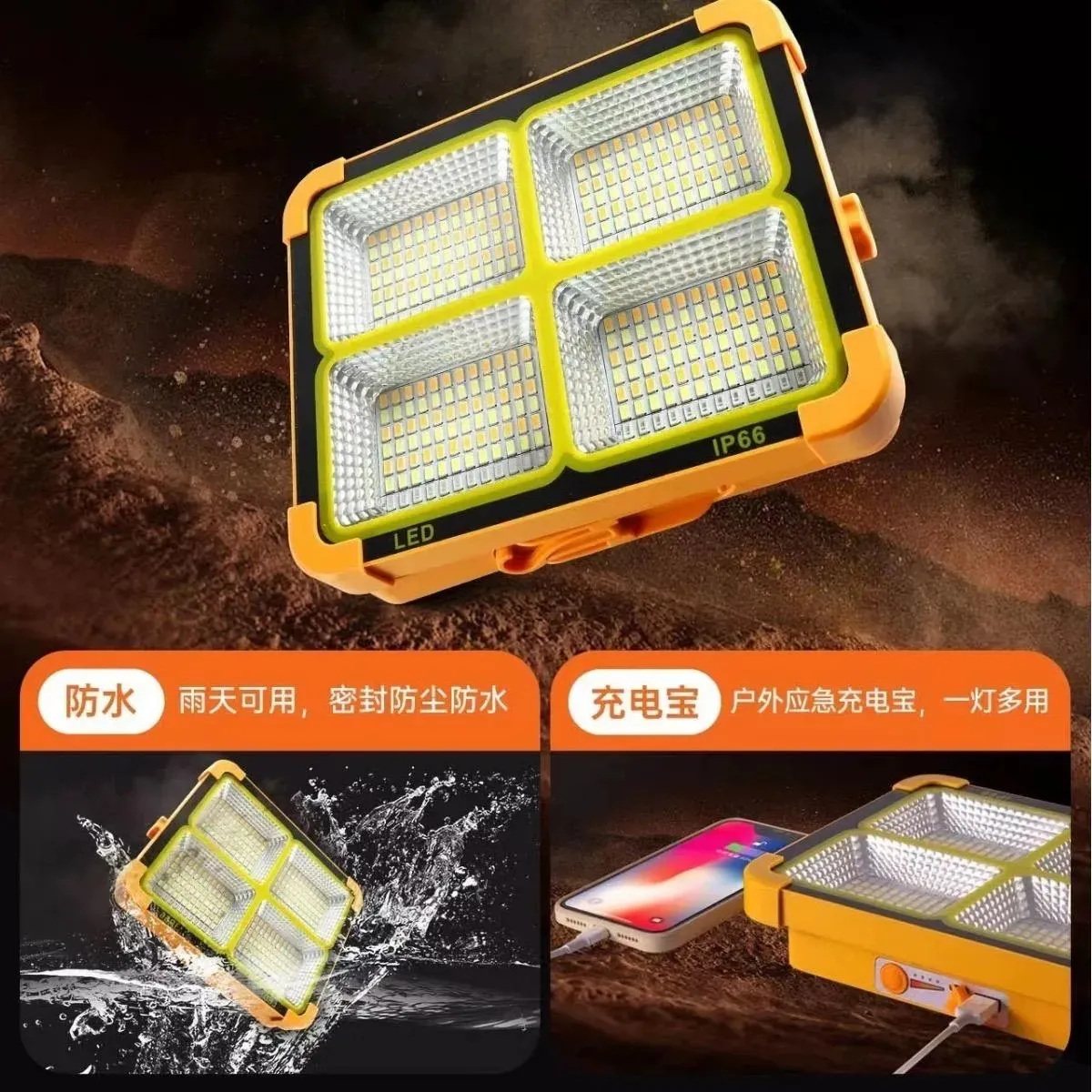 FOCO LED SOLAR RECARGABLE PORTABLE CASA TRABAJO EMERGENCIA - 2