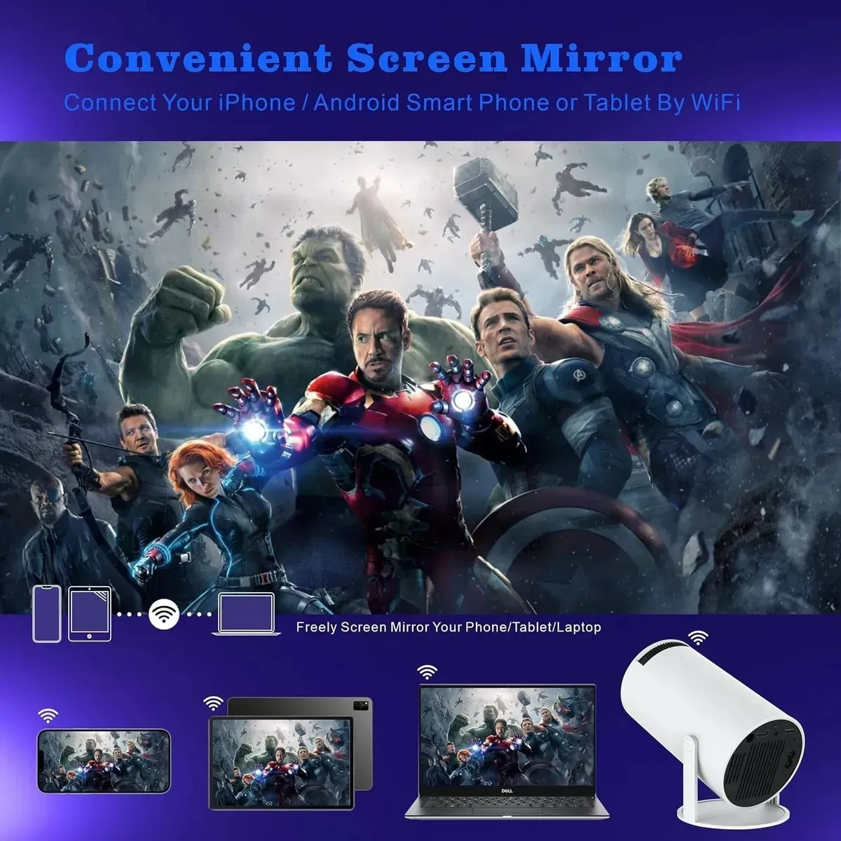 PROYECTOR PORTÁTIL MINI HY300PRO ULTRA HD 4K WIFI BLUETOOTH - 5