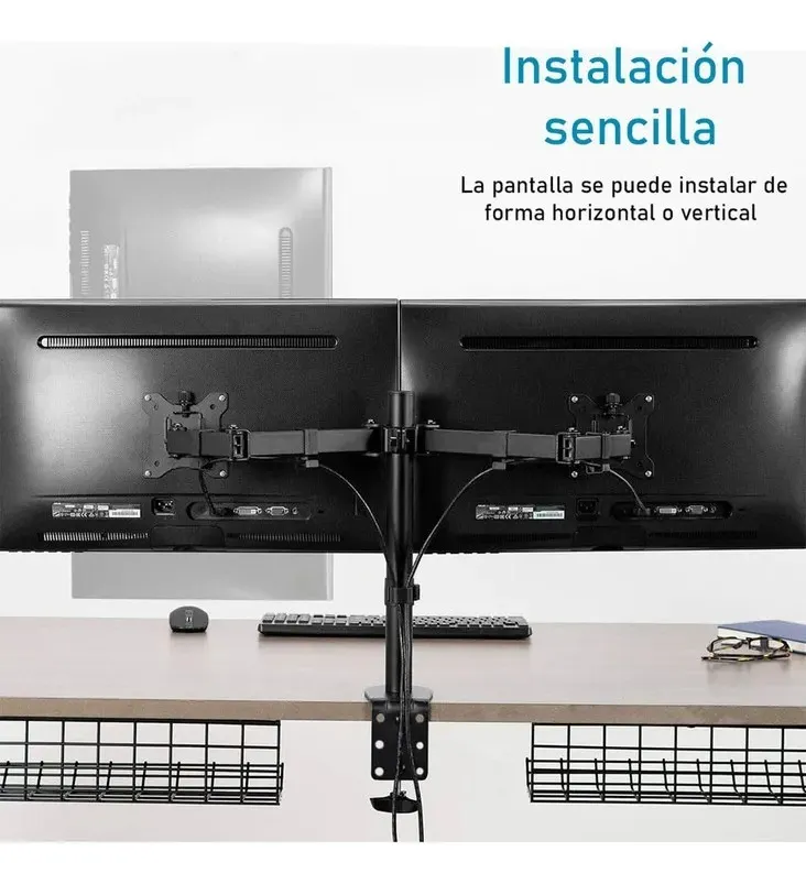 SOPORTE PARA 2 MONITORES 15-33 PULGADAS AJUSTABLE ESCRITORIO - 5