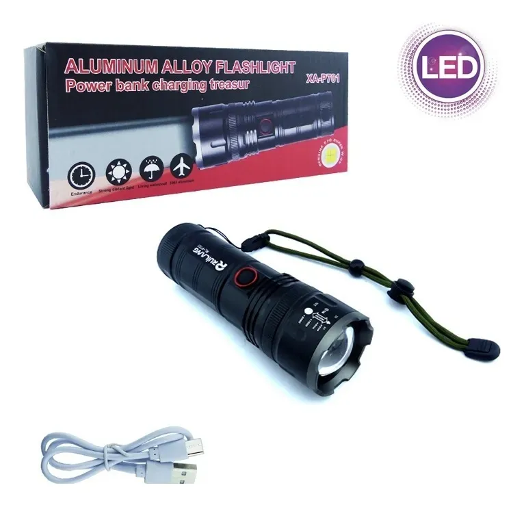 LINTERNA LED P70 CON ZOOM E INDICADOR DE CARGA - 2