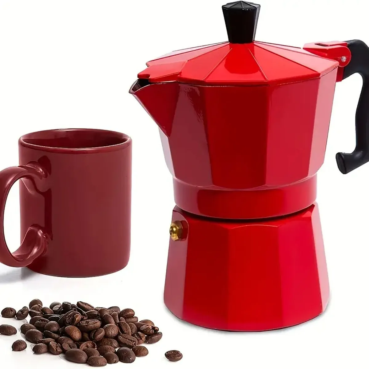 EN COLOR CAFETERA ITALIANA 6 TAZAS EN COLOR CAFE MOKA EXPRESS 6 TAZAS EN COLOR ROJO - 1