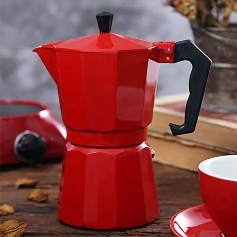 EN COLOR CAFETERA ITALIANA 6 TAZAS EN COLOR CAFE MOKA EXPRESS 6 TAZAS EN COLOR ROJO - 4