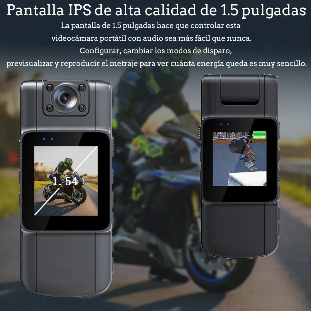 CÁMARA DE CUERPO PORTÁTIL HD PANTALL GRABADORAS VIDEO 1080P - 5