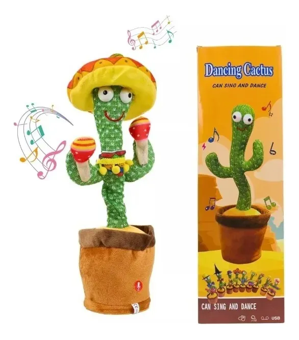 CACTUS BAILARÍN 34 CMS MUSICAL JUGUETE REPETIDOR VOZ + LUZ - 1