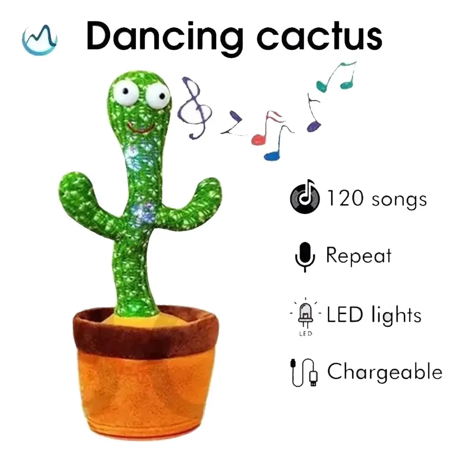 CACTUS BAILARÍN 34 CMS MUSICAL JUGUETE REPETIDOR VOZ + LUZ - 3